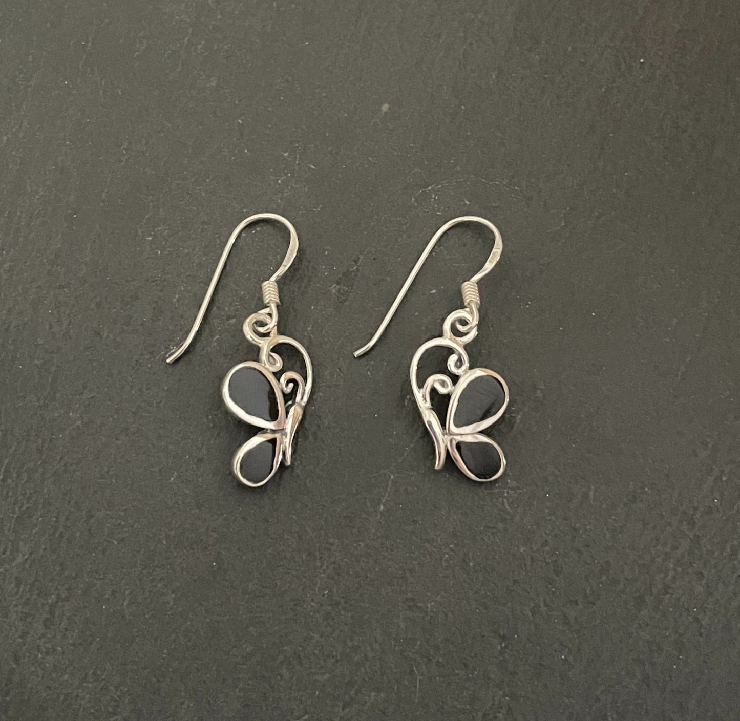 Butterfly Black Onyx and Silver Earrings image 0