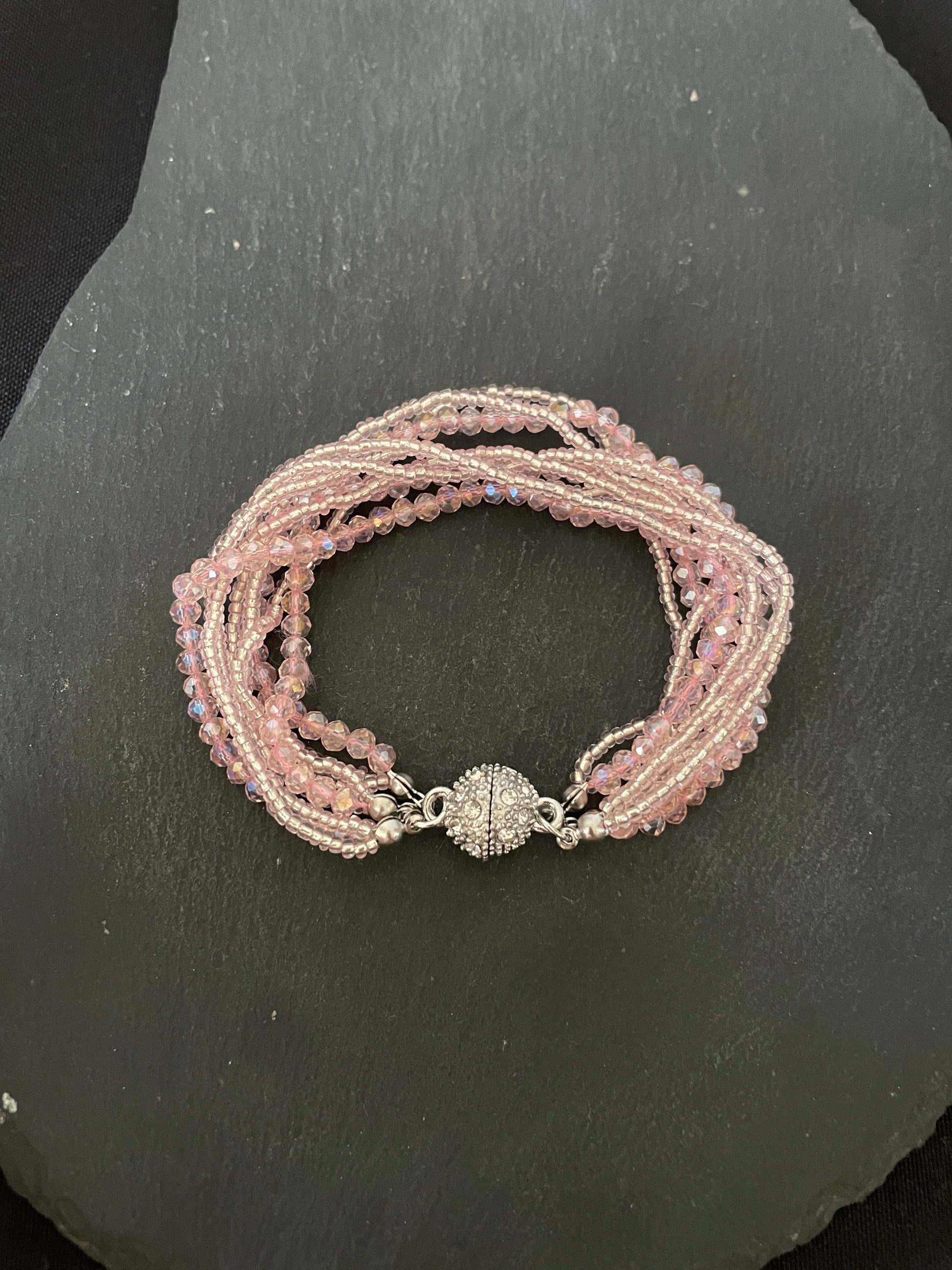 Pink Coloured Bead Bracelet image 1