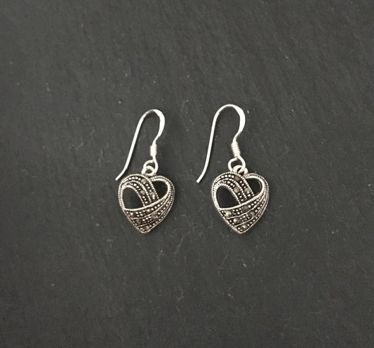 Marcasite Heart Earrings image 0