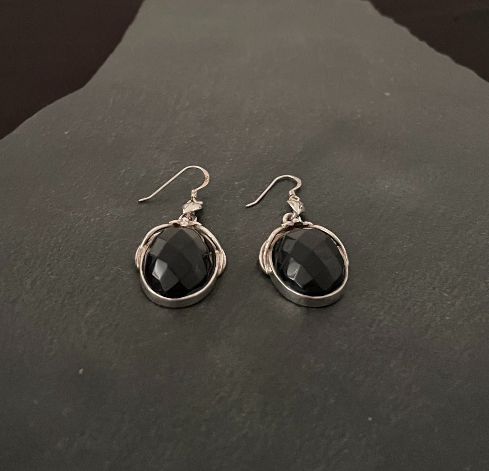 Black Onyx and Silver Earrings image 1