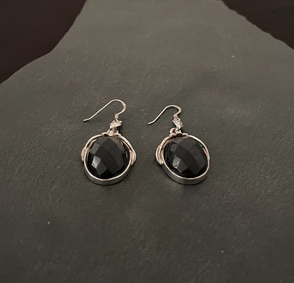 Black Onyx and Silver Earrings image 1