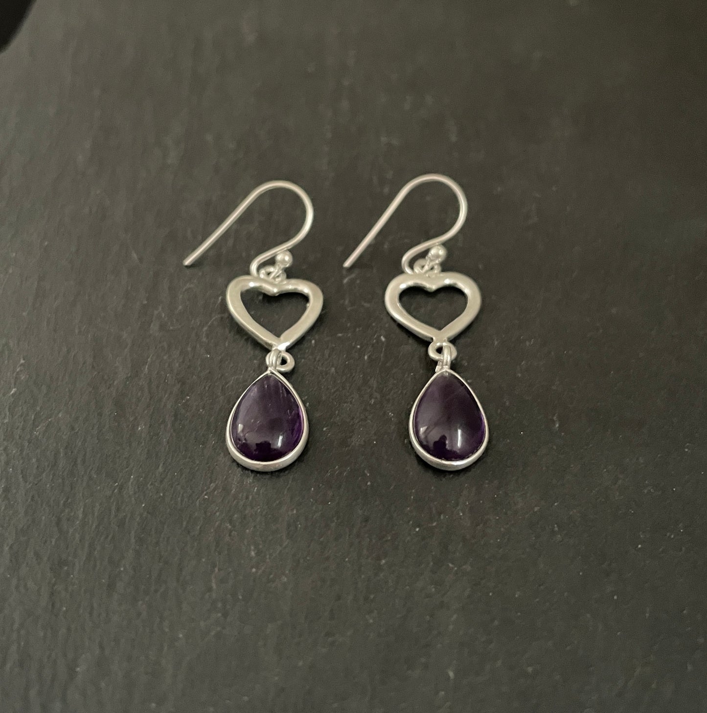 Amethyst Heart Earrings image 1