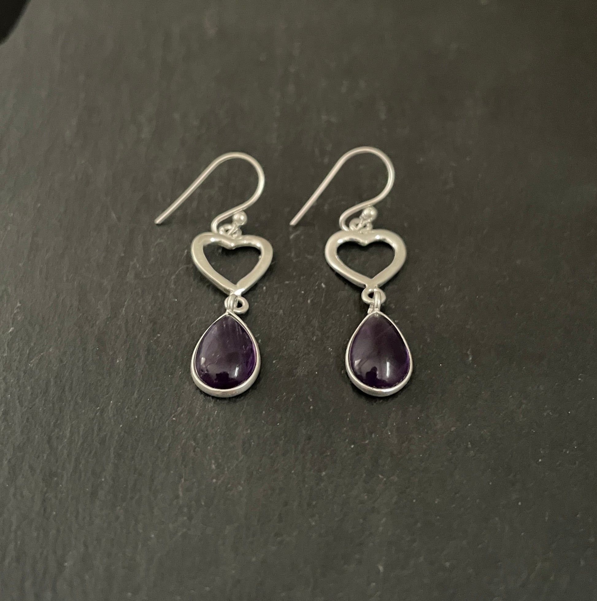 Amethyst Heart Earrings image 1