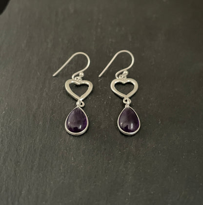 Amethyst Heart Earrings image 1