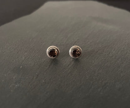 Smokey Quartz Round Studs image 0