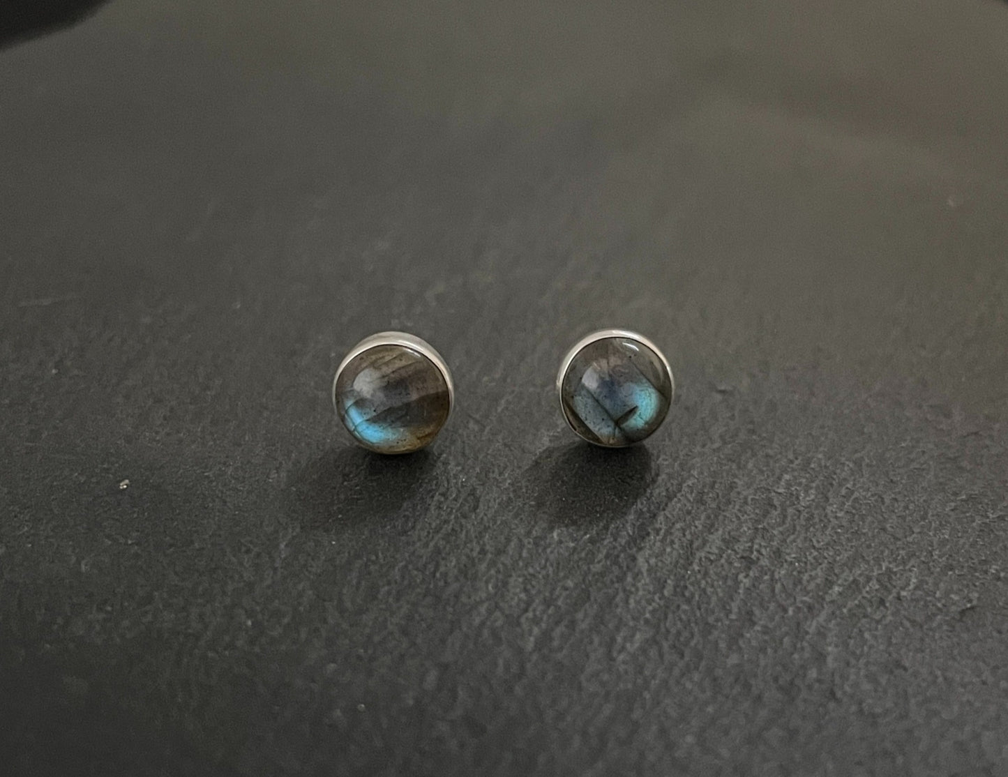 Round Labradorite Stud Earrings image 0