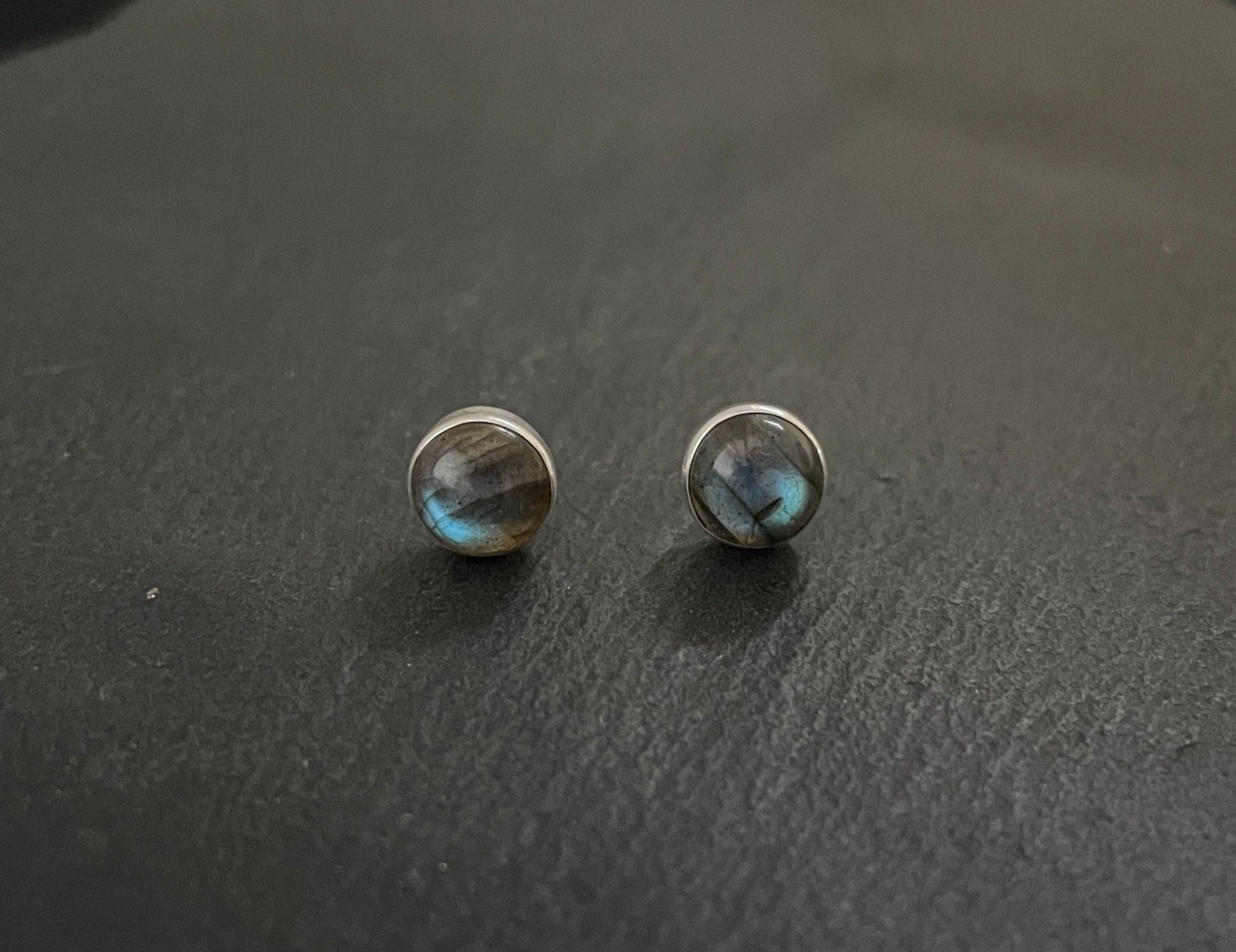 Round Labradorite Stud Earrings image 0