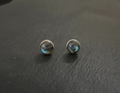 Round Labradorite Stud Earrings image 0