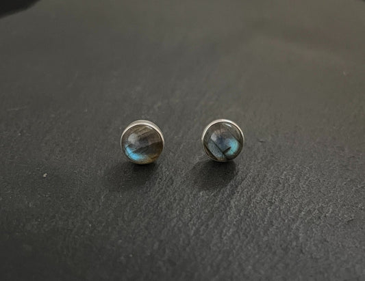 Round Labradorite Stud Earrings image 0