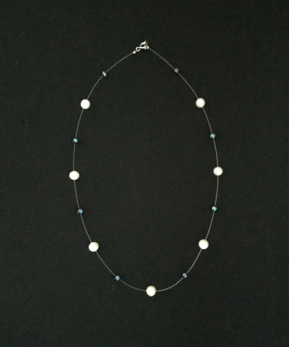 Blue and White Pearl Necklace image 0
