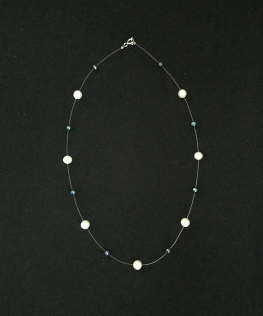 Blue and White Pearl Necklace image 0