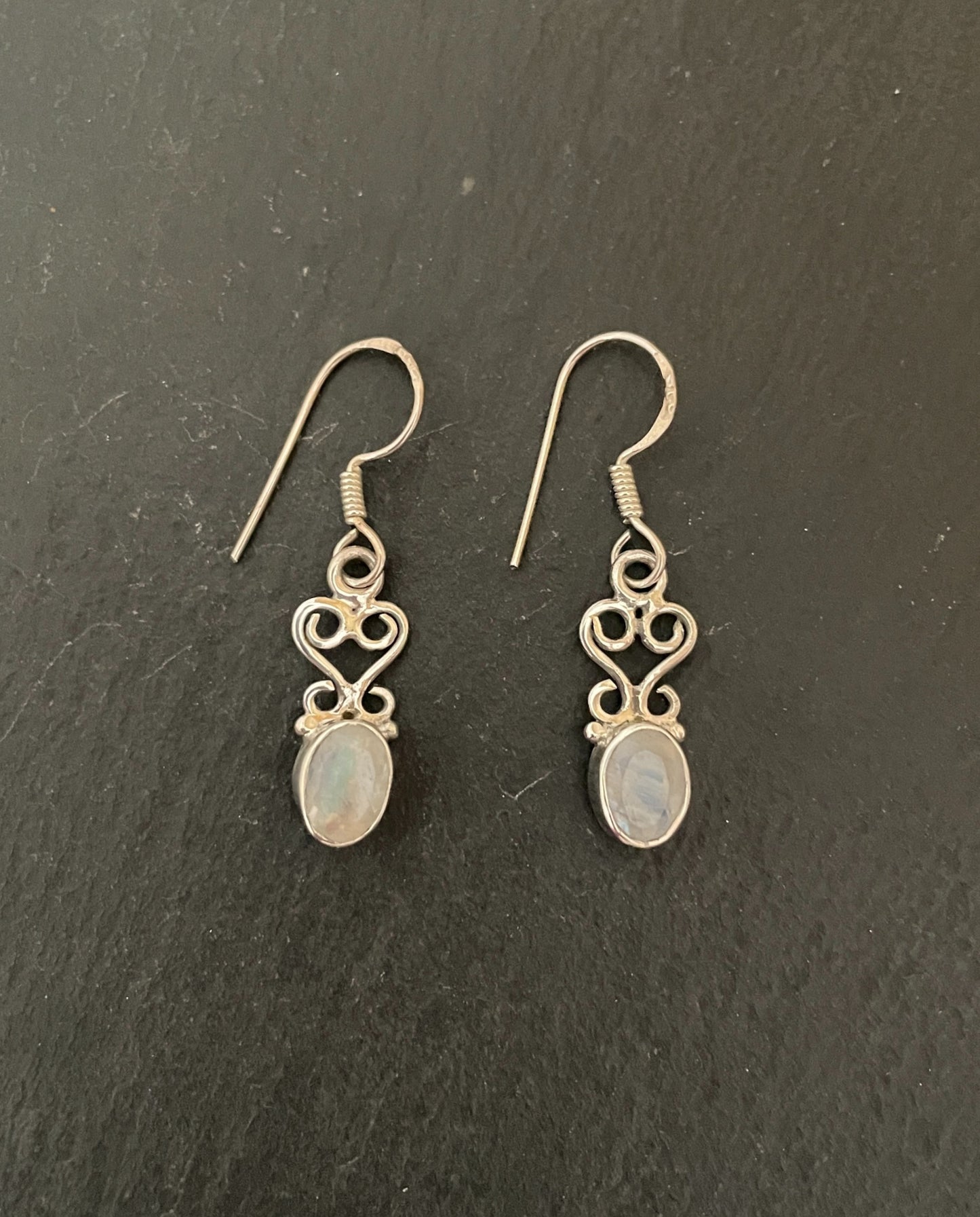Oval Moonstone Drop Earrings image 0