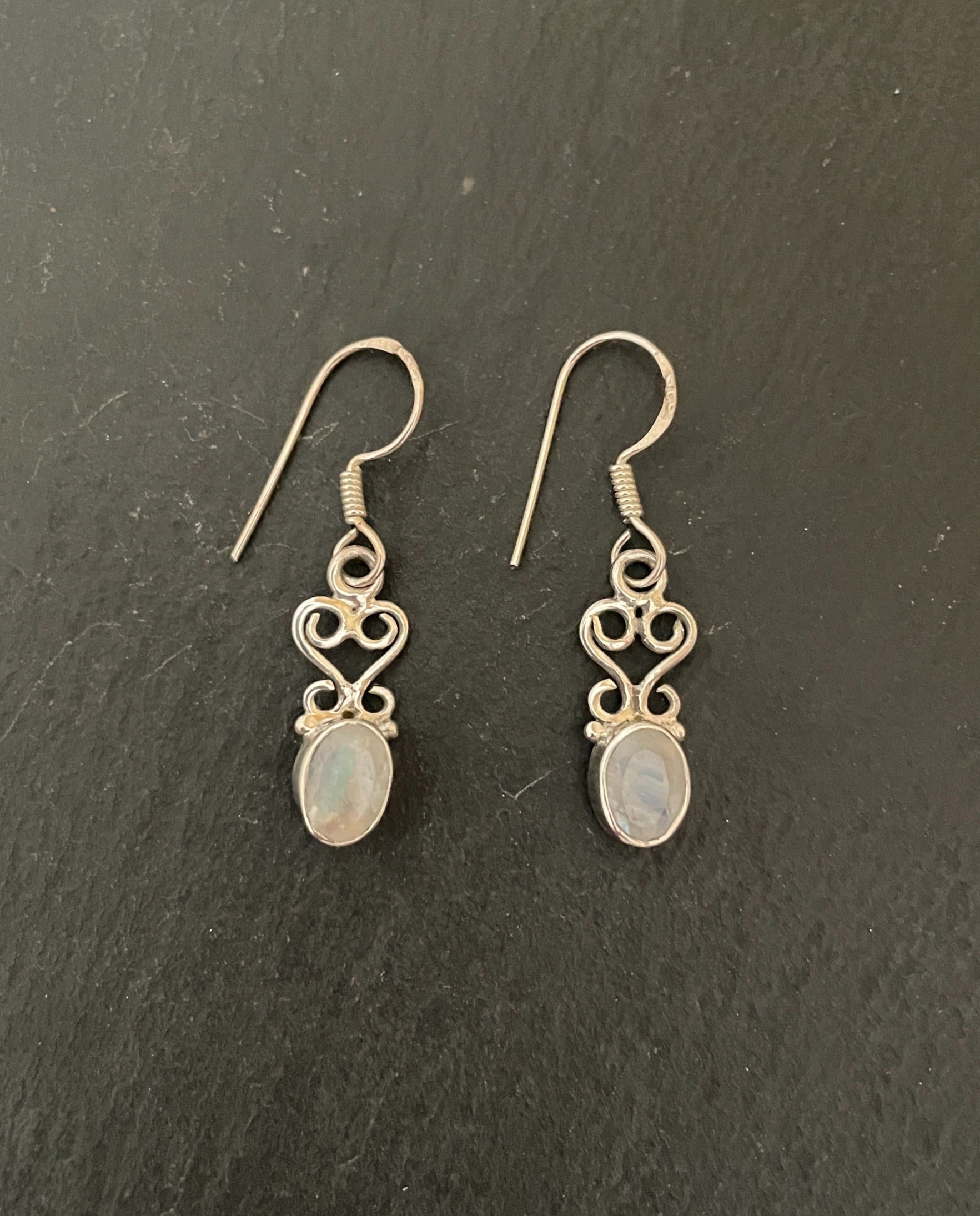 Oval Moonstone Drop Earrings image 0