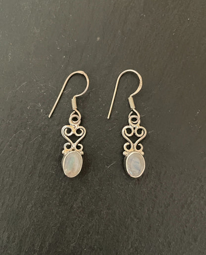 Oval Moonstone Drop Earrings image 0