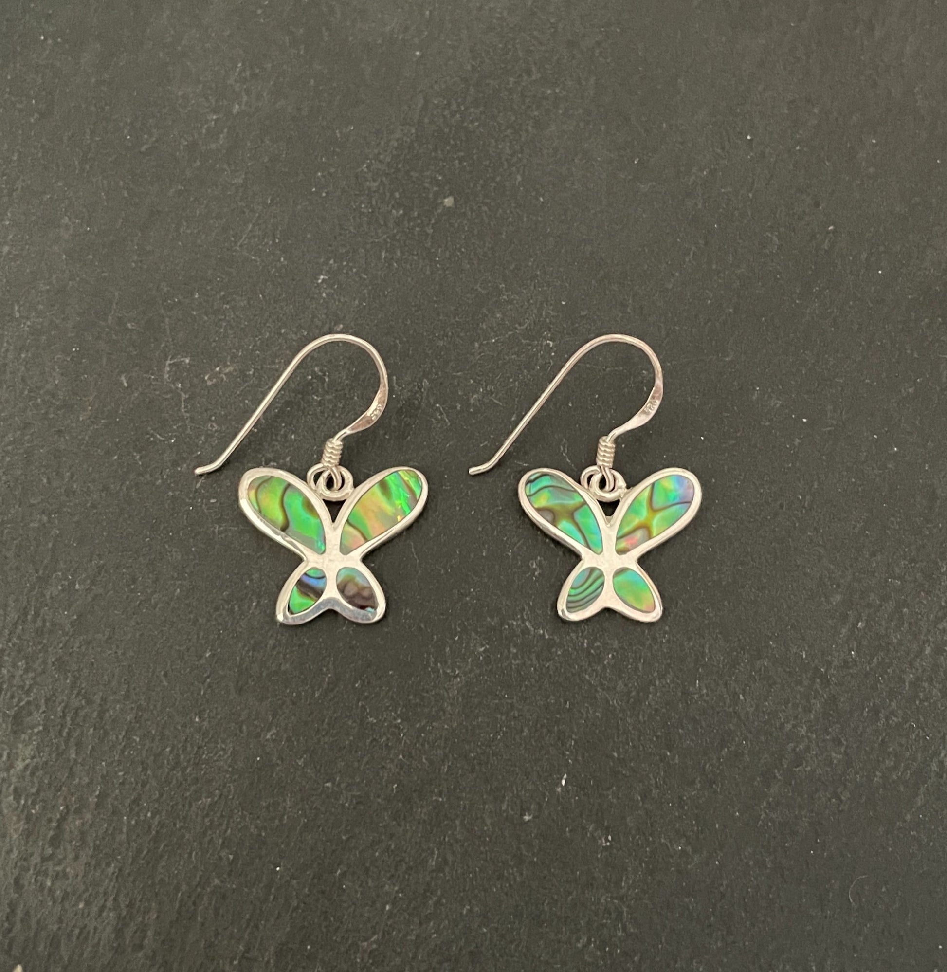 Paua Shell and Silver Butterfly Earrings image 0