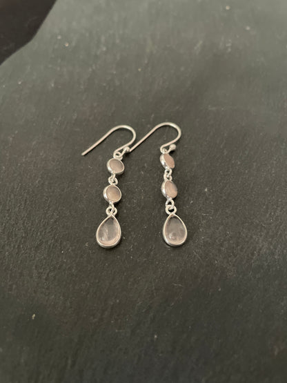Rose Quartz and Silver Earrings image 1
