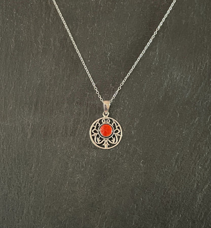 Round Coral Pendant image 0