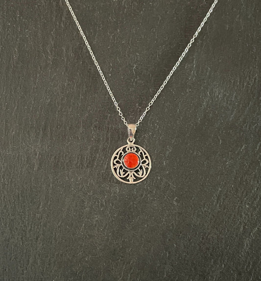 Round Coral Pendant image 0