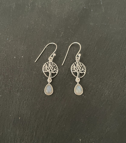 Tree of Life Moonstone Earrings image 0