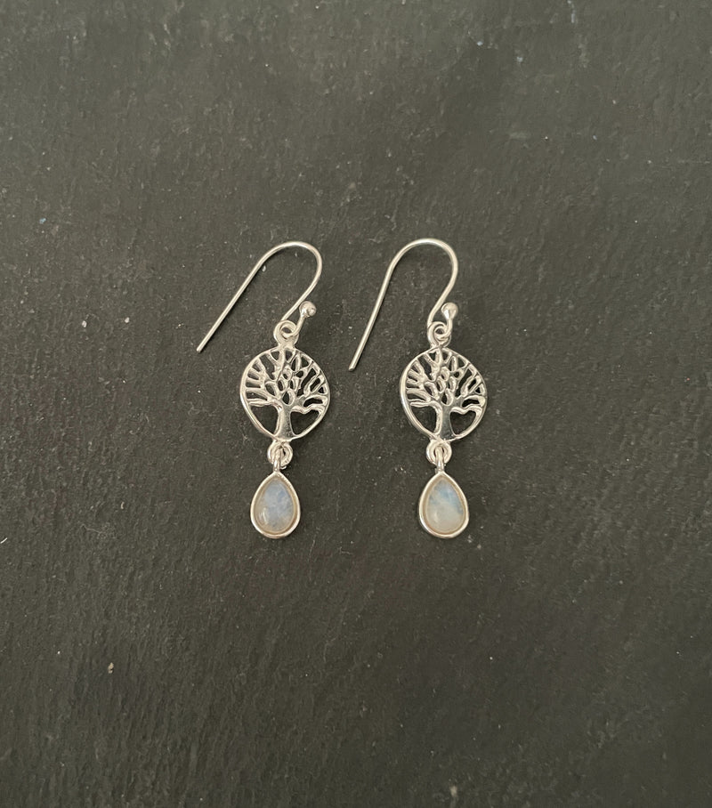 Tree of Life Moonstone Earrings image 0