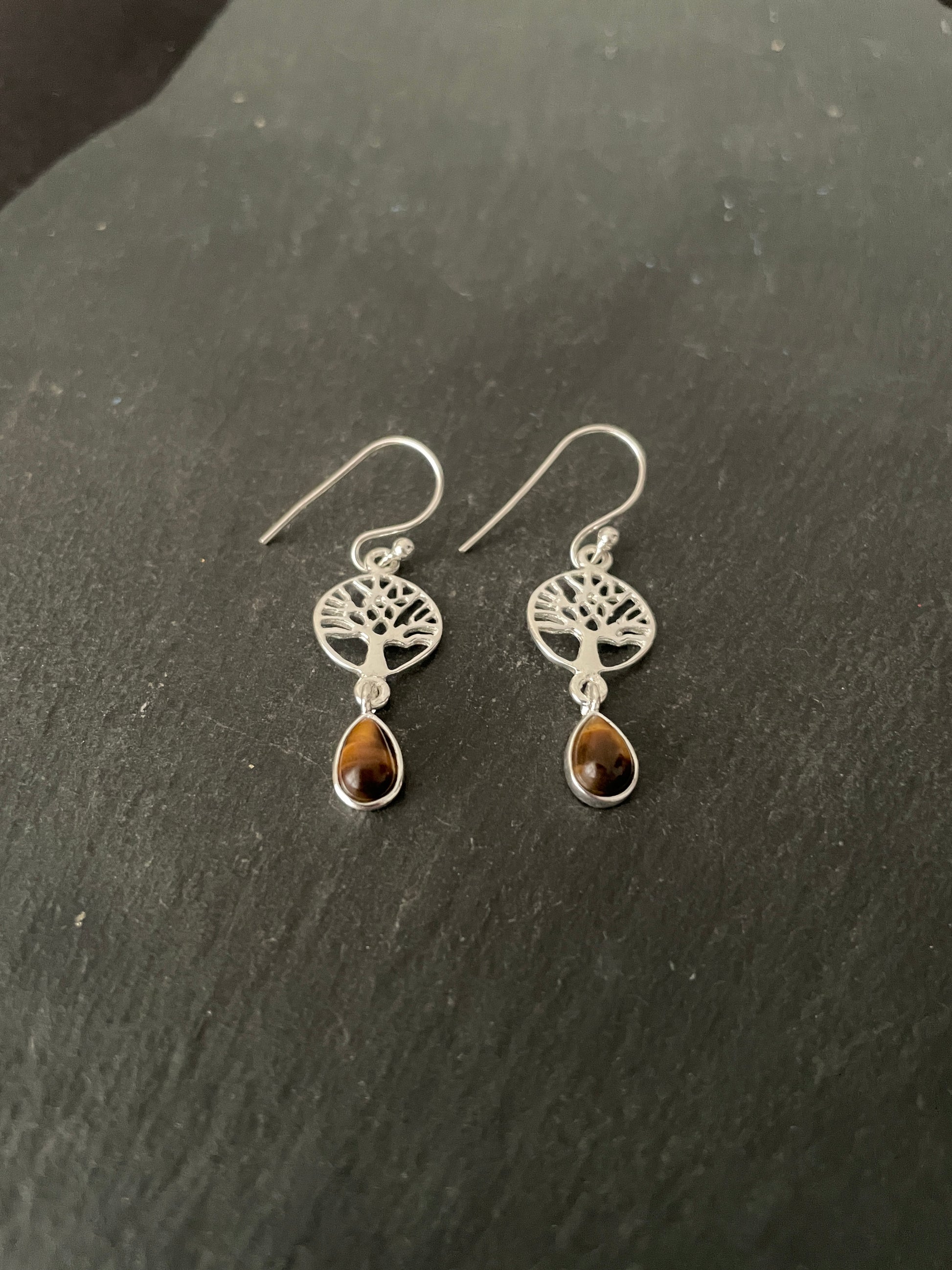 Tiger's Eye Tree of Life Earrings image 1