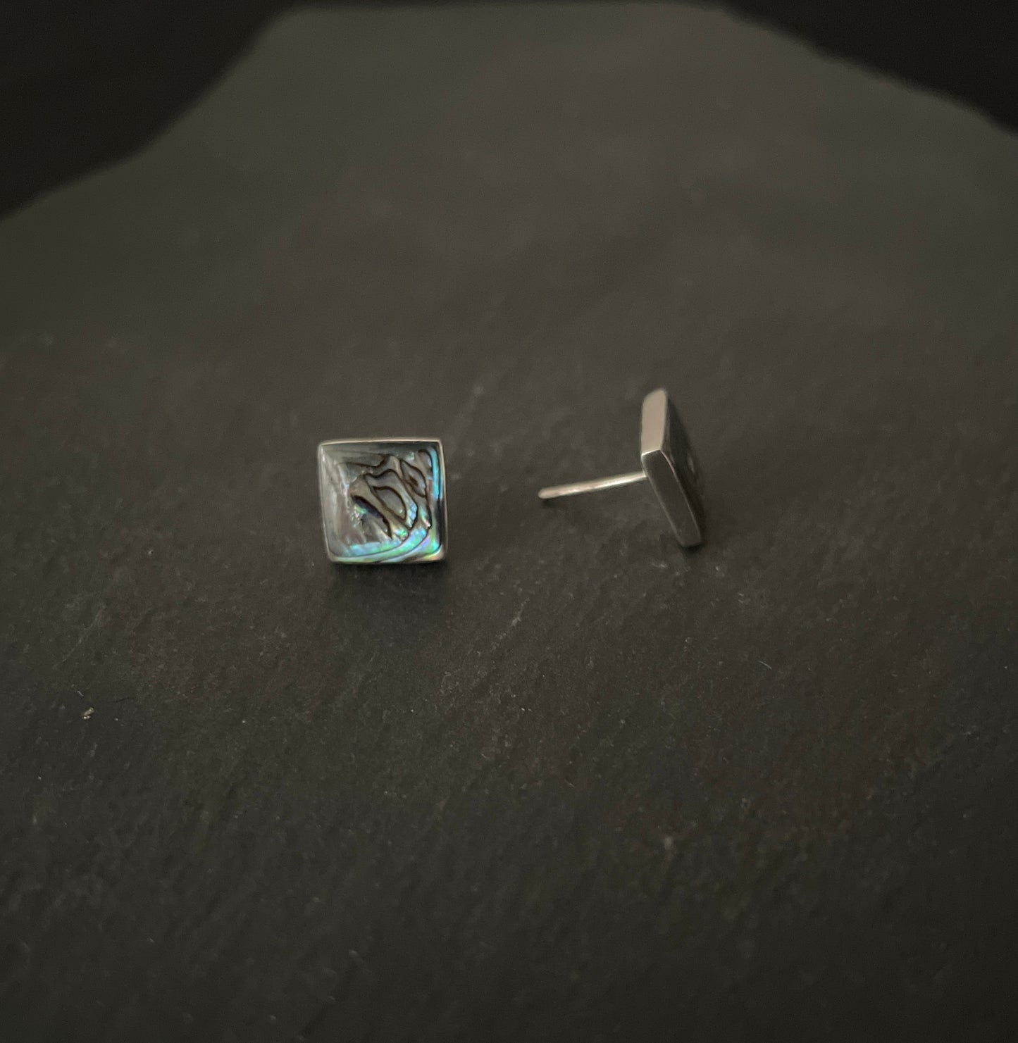 Paua Shell and Silver Square Studs image 1