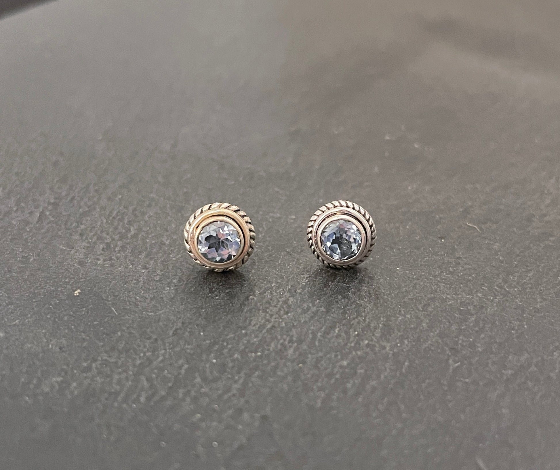 Round Blue Topaz Studs image 0
