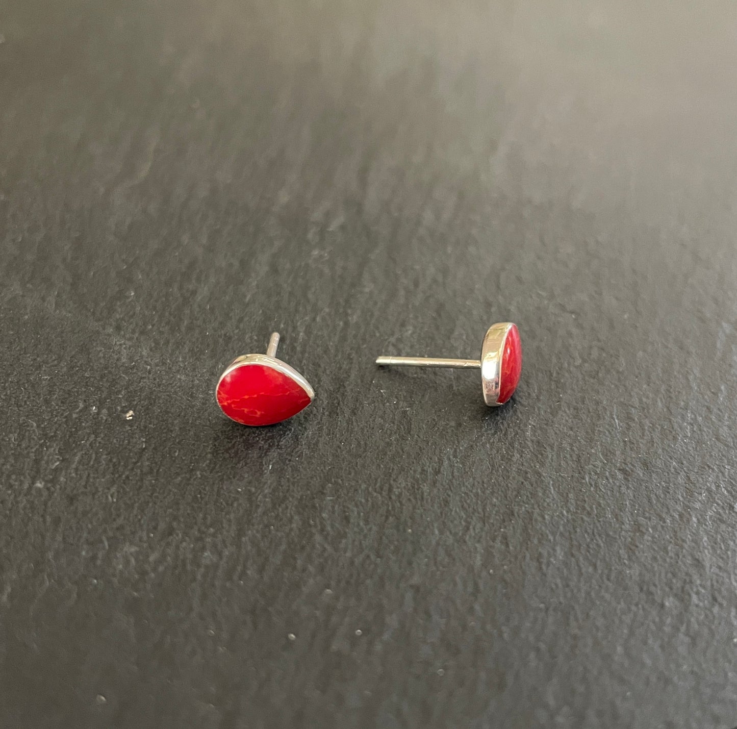 Coral Teardrop Stud Earrings image 1