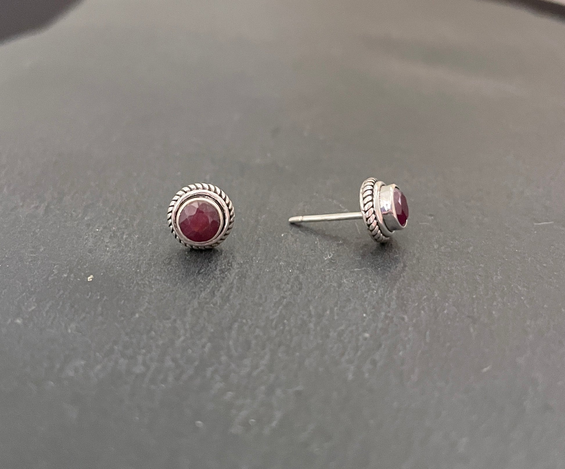 Round Ruby Studs image 1
