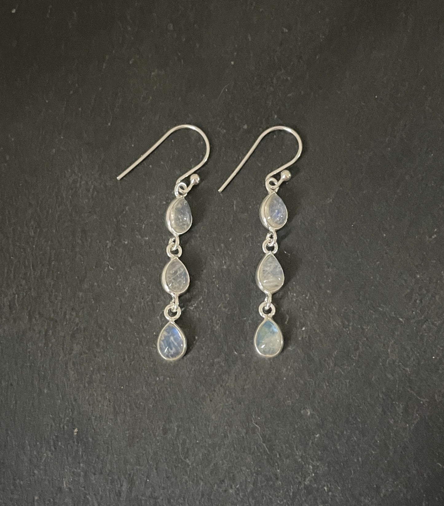 Moonstone and Silver Teardrop Earrings image 0