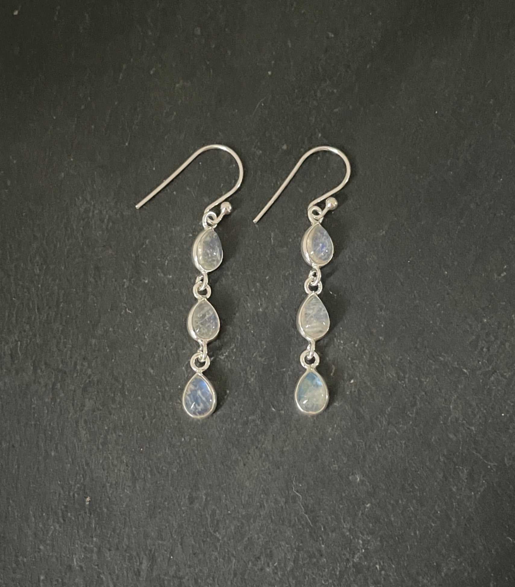 Moonstone and Silver Teardrop Earrings image 0