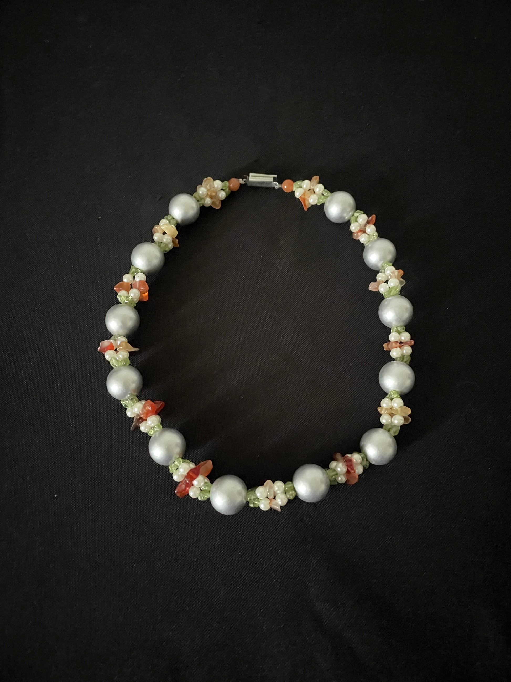 Silver Coloured Bead Necklace image 0
