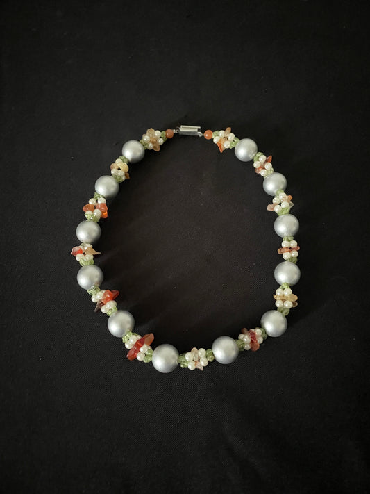 Silver Coloured Bead Necklace image 0
