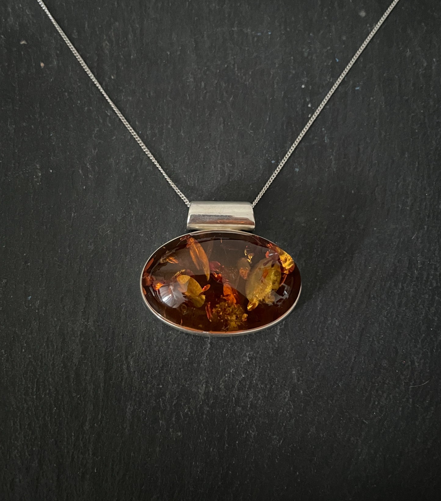 Amber and Silver Pendant image 0