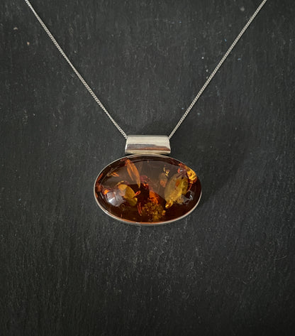 Amber and Silver Pendant image 0