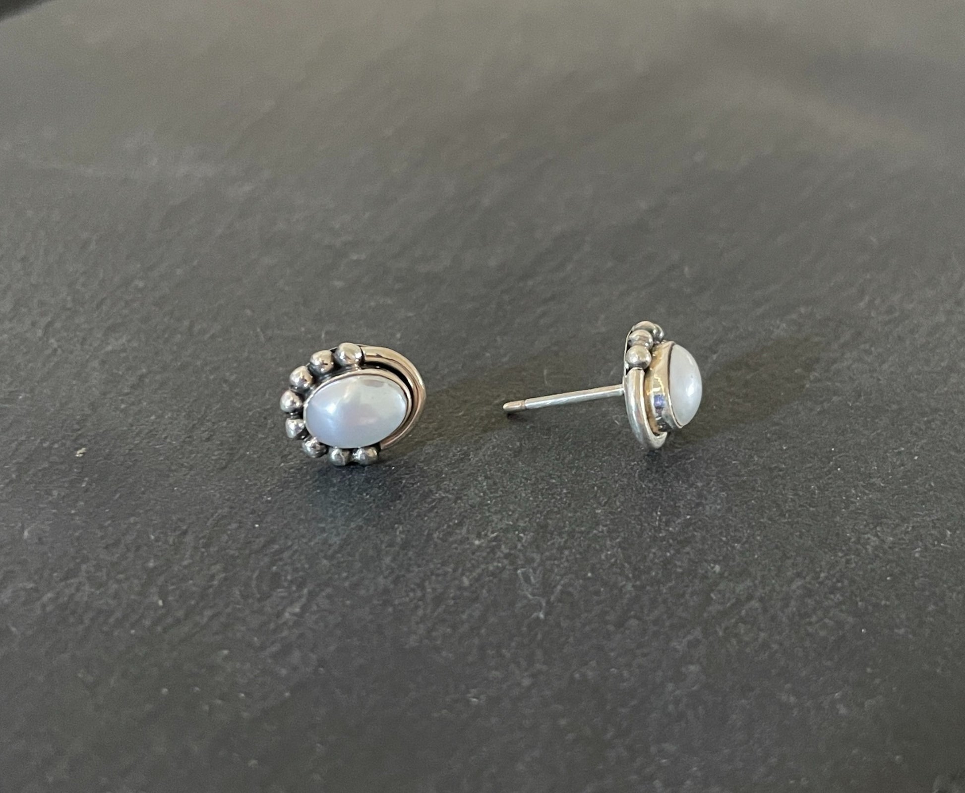Oval Pearl Stud Earrings image 1