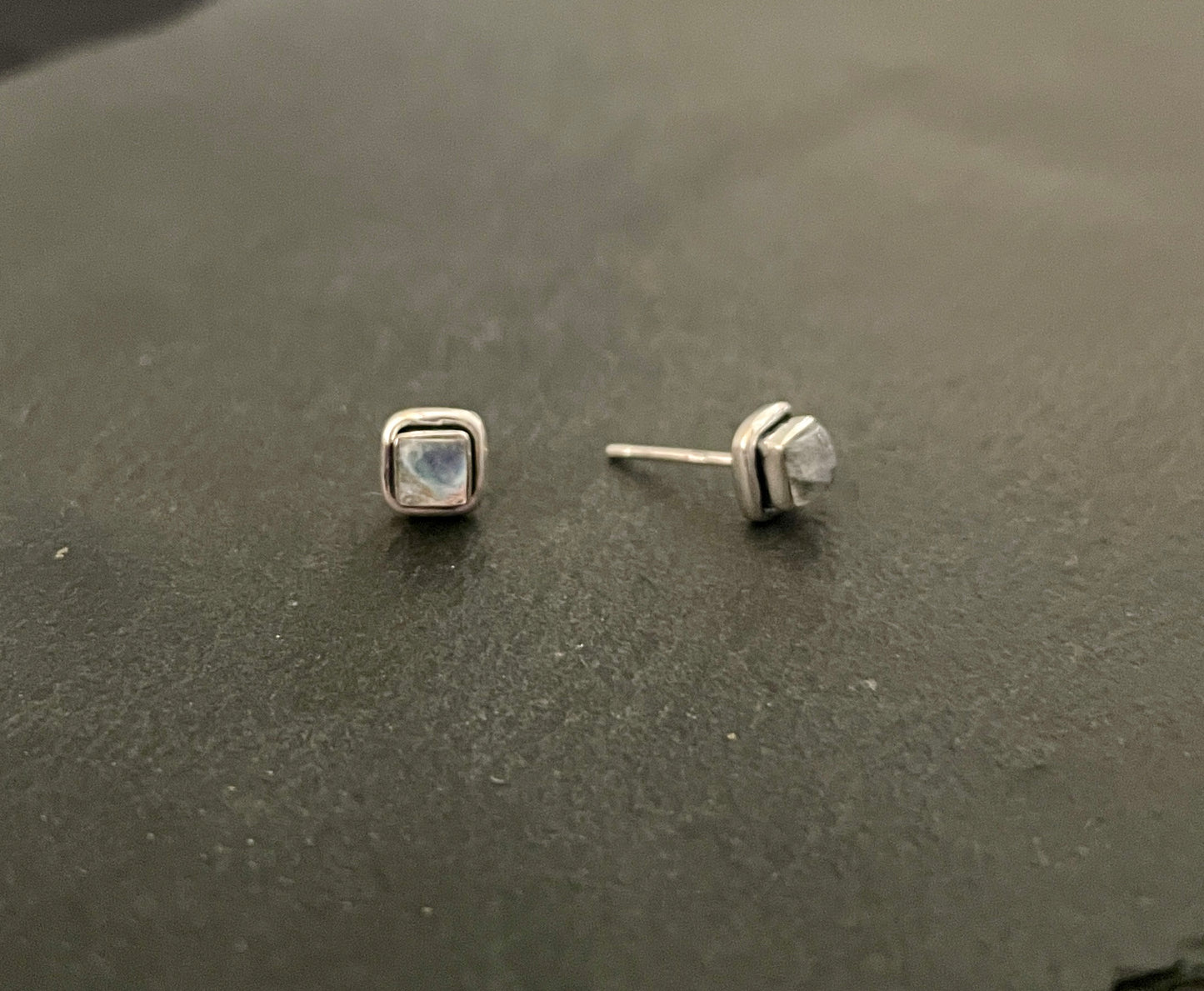 Moonstone Square Stud Earrings image 1