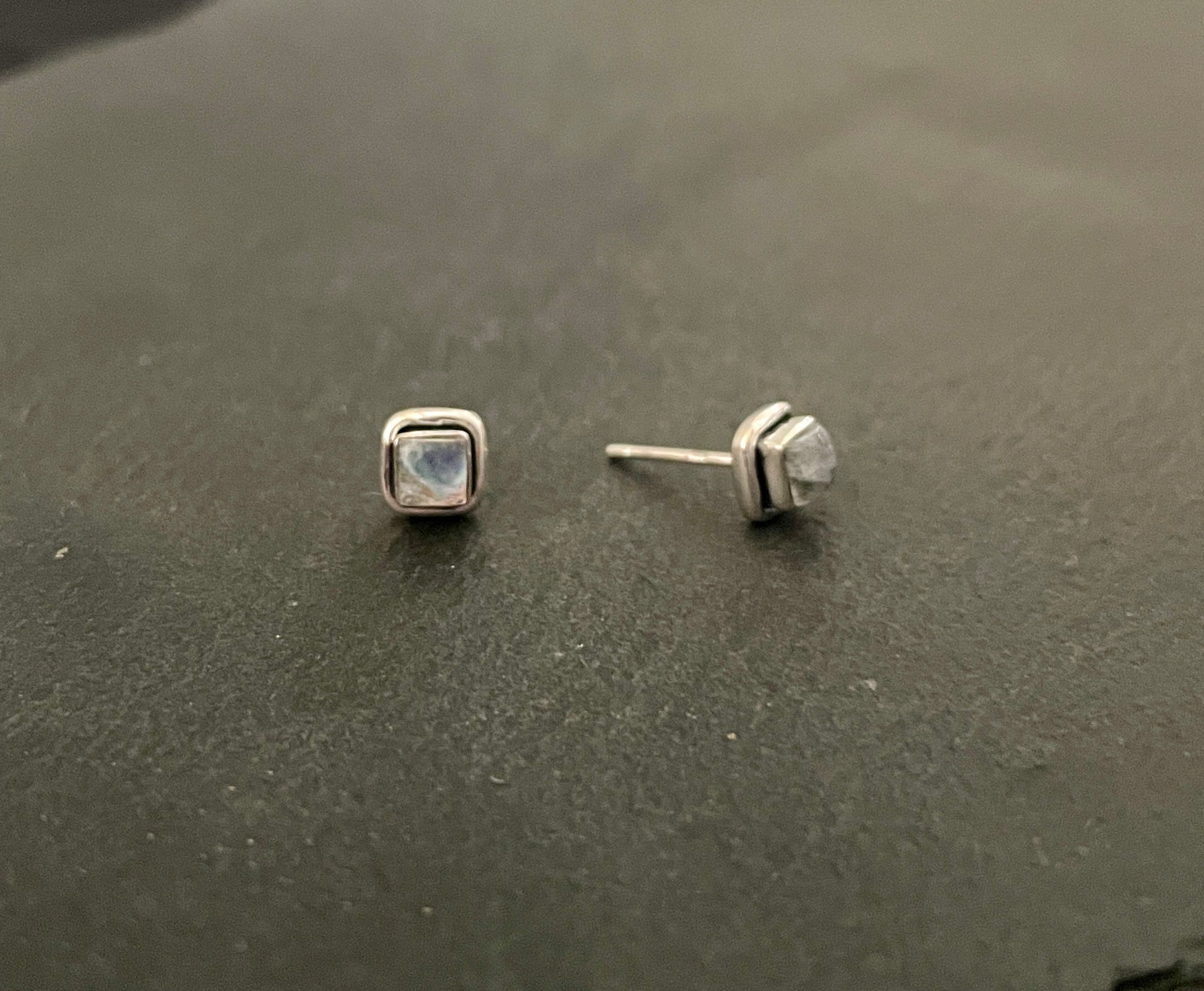 Moonstone Square Stud Earrings image 1