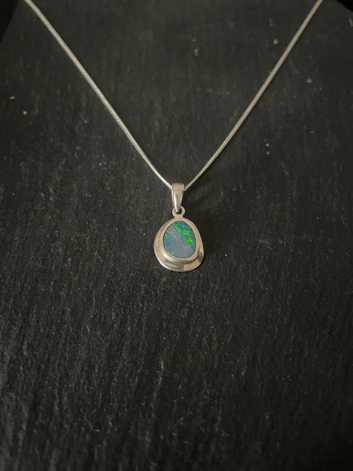 Fire Opal and Silver Oval Pendant image 1