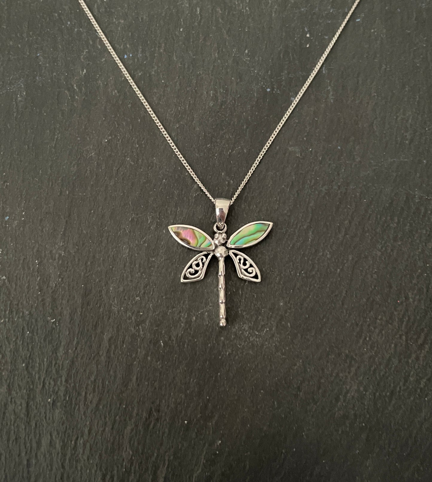 Paua Shell Dragonfly Pendant image 0