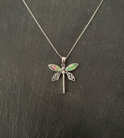 Paua Shell Dragonfly Pendant image 0