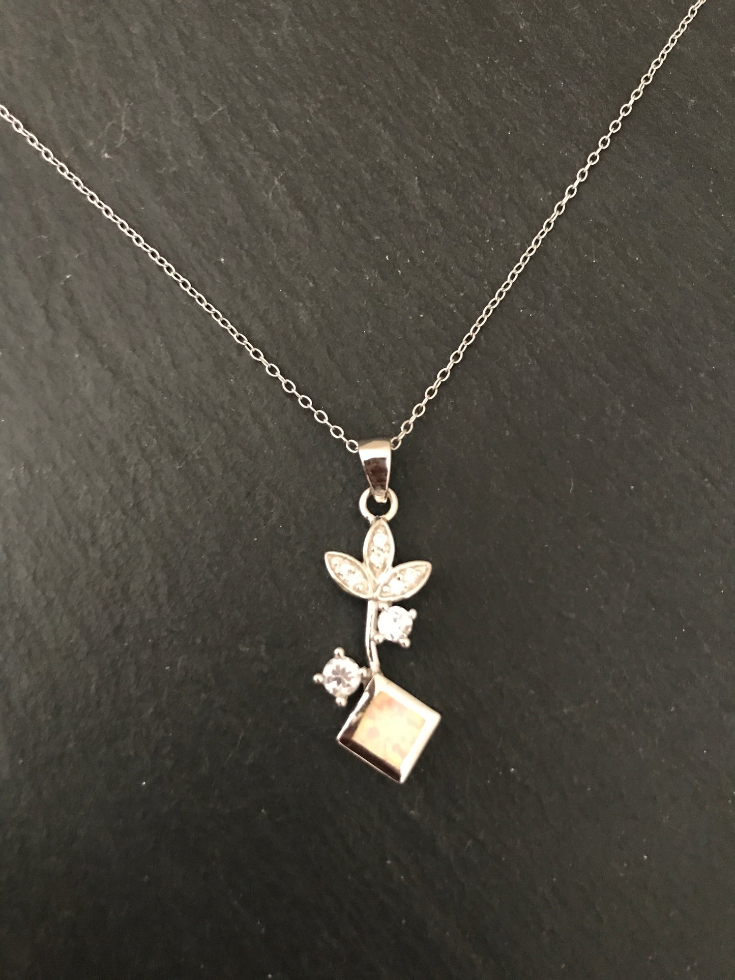 Synthetic Opal and Cubic Zirconia Pendant image 0