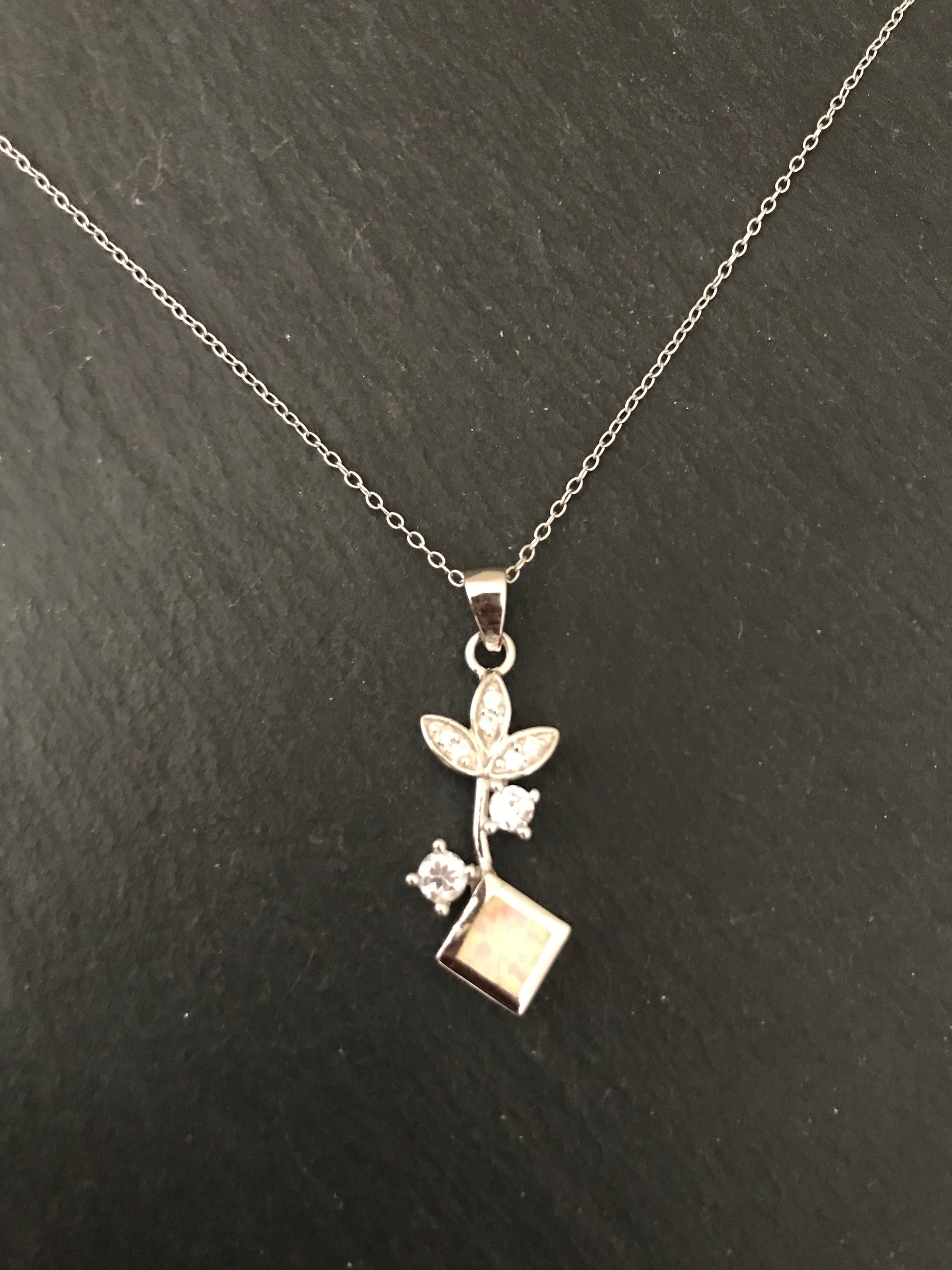 Synthetic Opal and Cubic Zirconia Pendant image 0