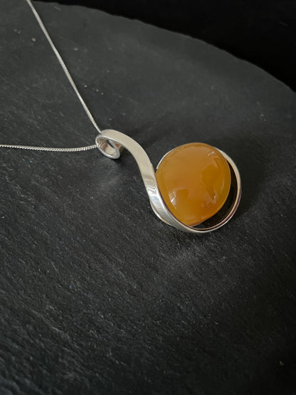 Amber Pendant with Handmade Silver Pendant image 2