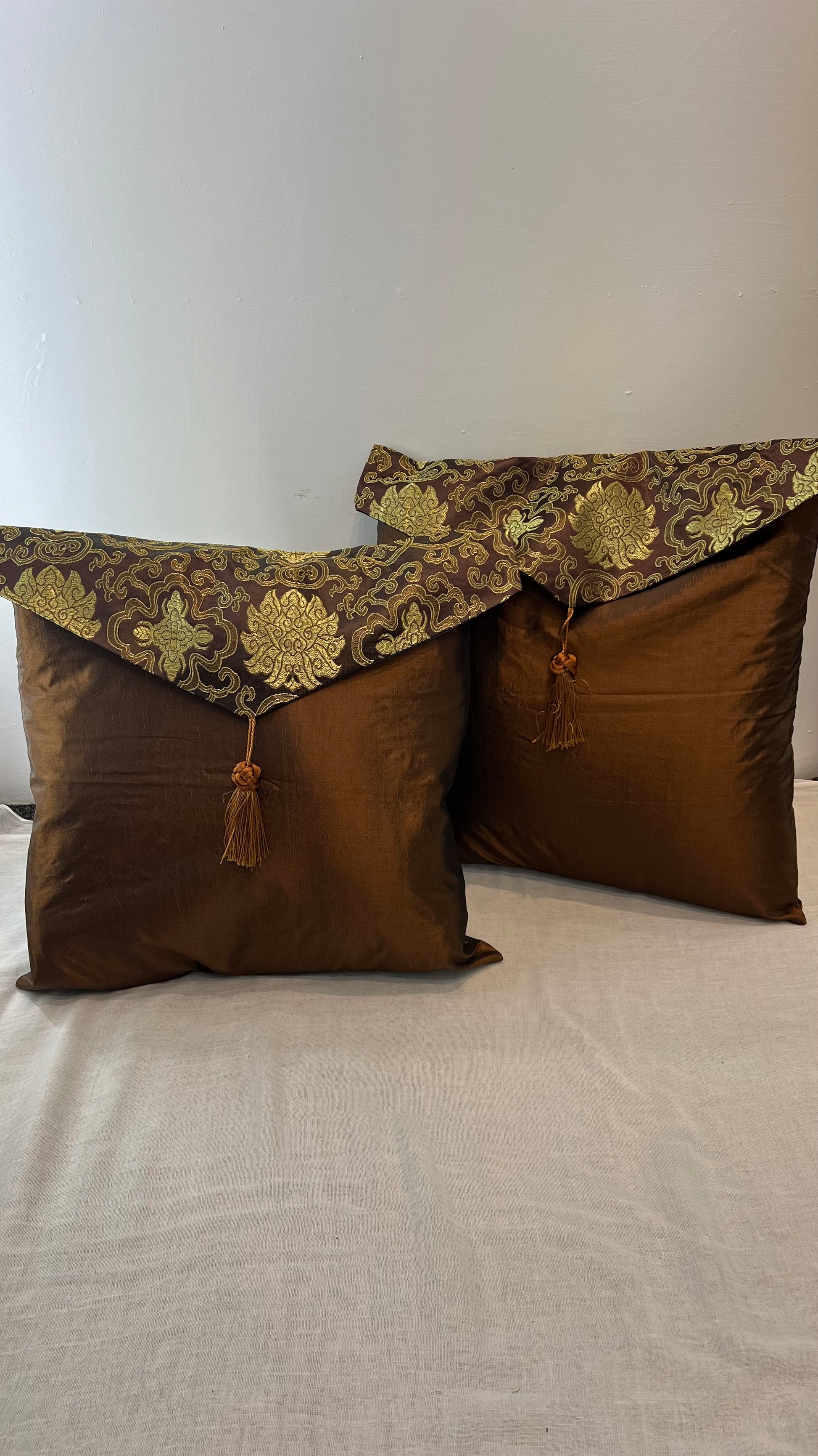Brown and Gold Flower Cushion Covers image 0