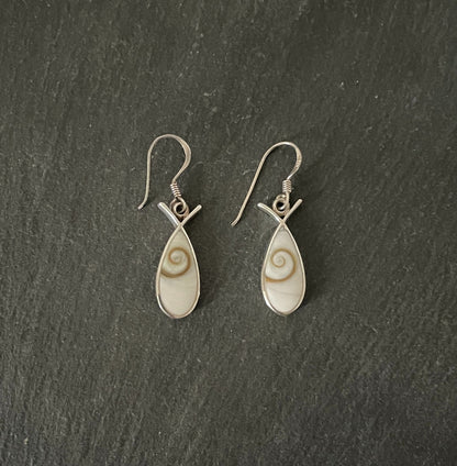 Shiva Shell and Silver Teardrop Earrings image 0