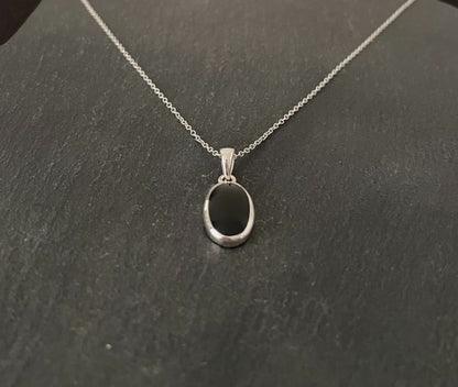 Black Onyx and Silver Oval Pendant image 1