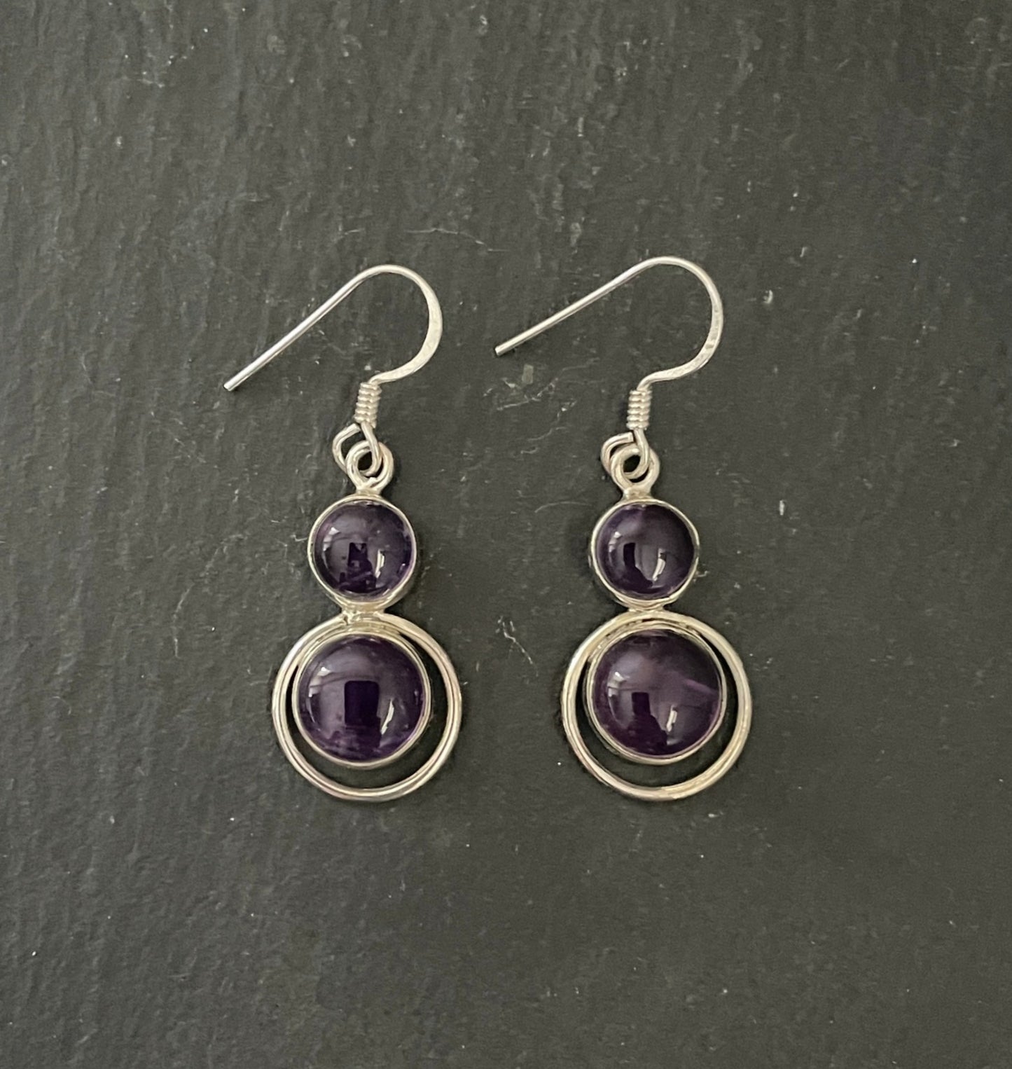 Amethyst Cabochon Drop Earrings image 0