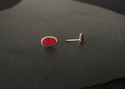 Coral Oval Stud Earrings image 1