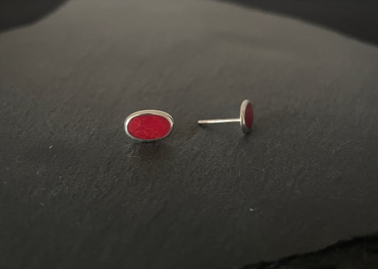 Coral Oval Stud Earrings image 1